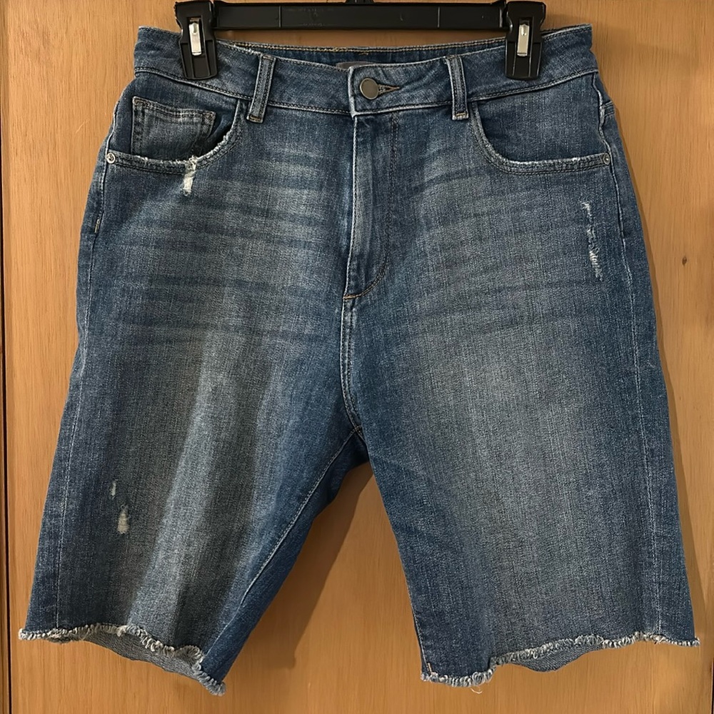 DL1961 Women's Distressed Mid-Blue Denim Jean Shorts